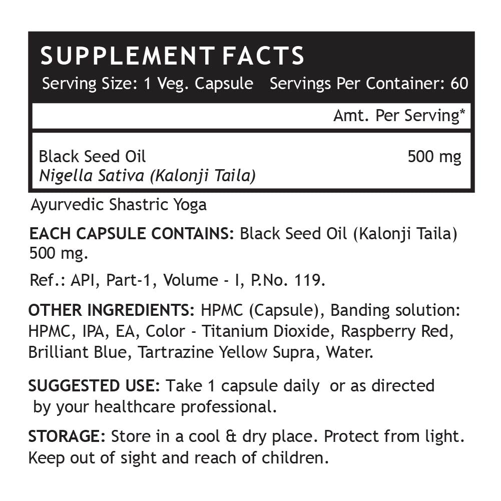 LIFENOW Black Seed (Kalonji) Oil Supplement, 500mg- 60 Veg. Capsules