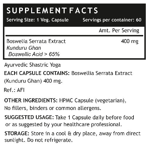 LIFENOW Boswellia Serrata Extract (Boswellic Acid>65%) , 400mg - 60 Vegetarian Capsules