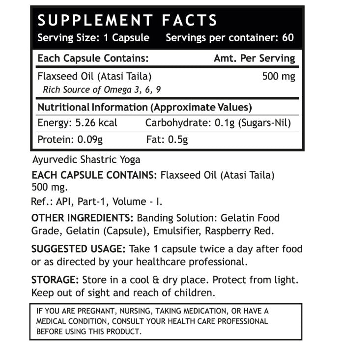 LIFENOW Flaxseed Oil Omega 3,6,9 Fatty Acids Supplement, 500mg-60 Capsules