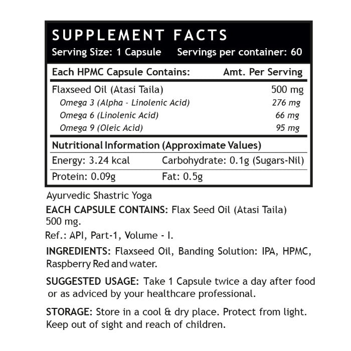 LIFENOW Flaxseed Oil Omega 3,6,9 Fatty Acids Supplement, 500mg-60 Veg. Capsules