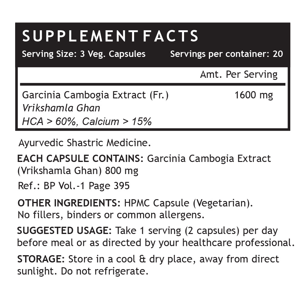 LIFENOW Garcinia Cambogia Extract Supplement, 1600 mg per serving - 60 Vegetarian Capsules