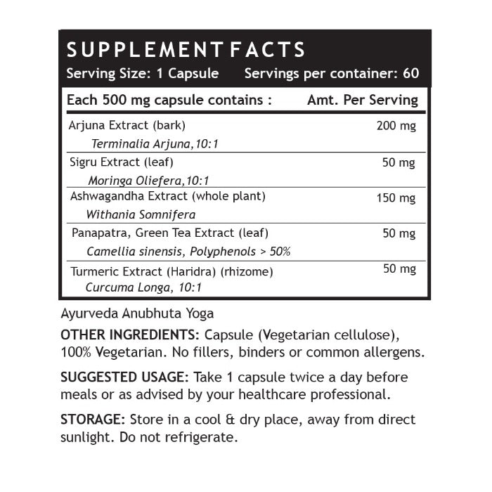 LIFENOW Heart Care Supplement 500mg - 60 Vegetarian Capsules