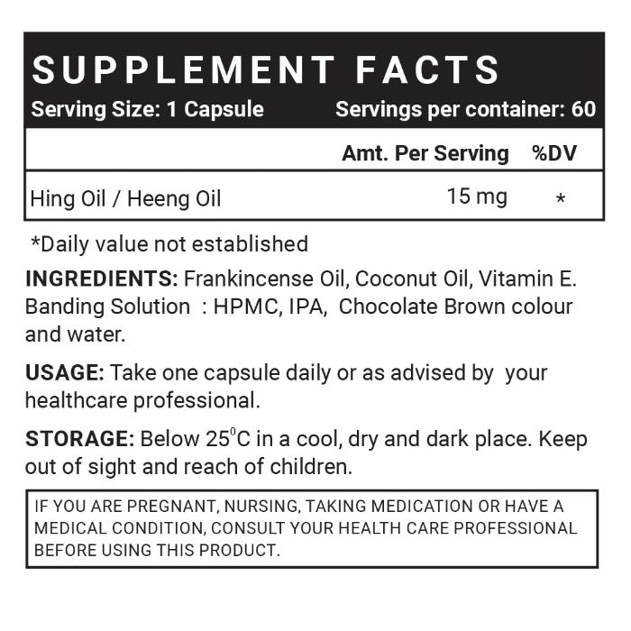 LIFENOW Hing Oil Capsule (Asafoetida) Supplement, 15mg – 60 Capsules
