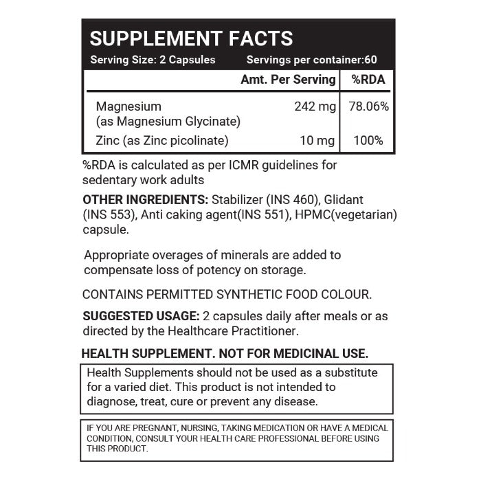 LIFENOW Magnesium Glycinate Supplement - 120 Vegetarian Capsules