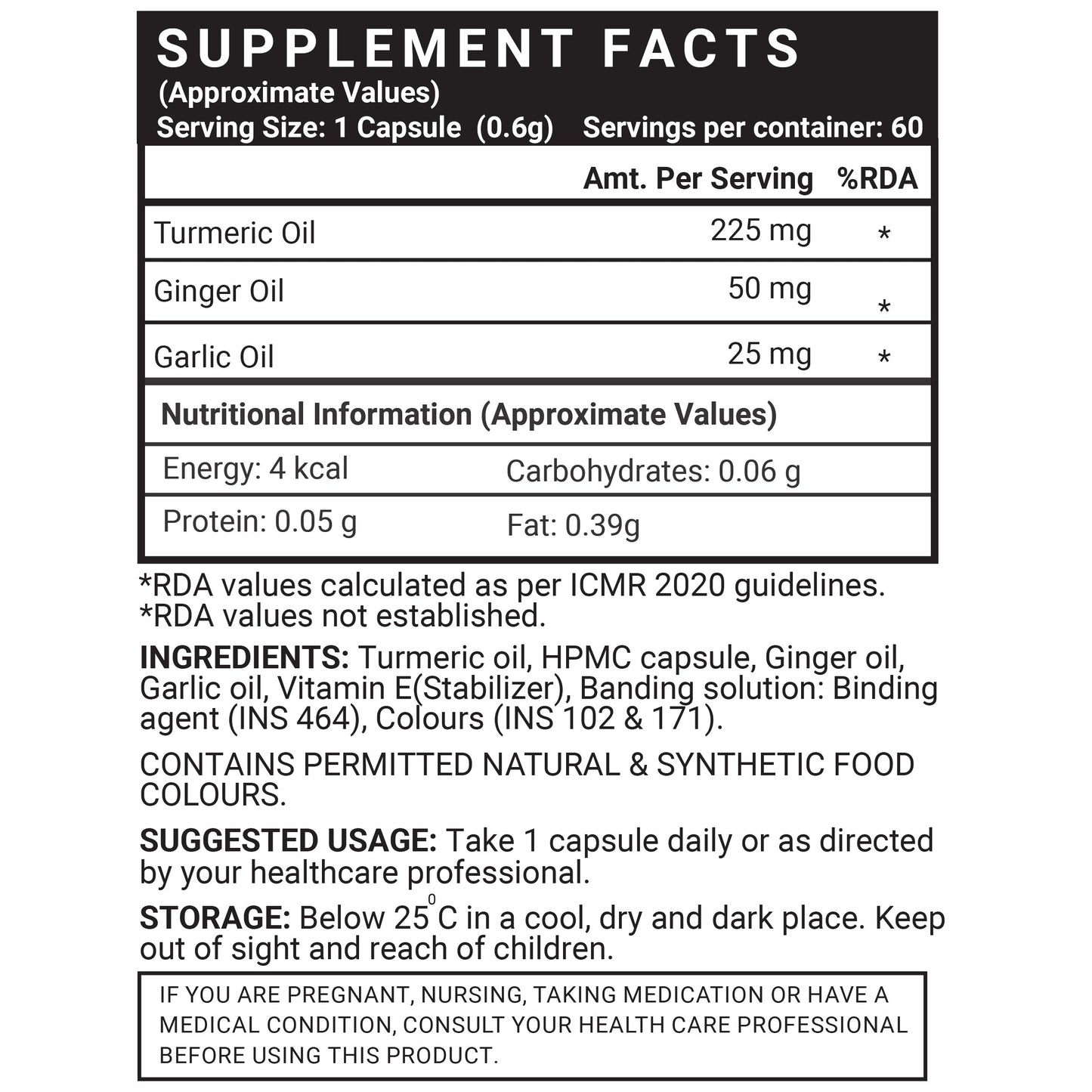 LIFENOW Turmeric Oil, Ginger Oil, Garlic Oil Supplement – 60 Capsules