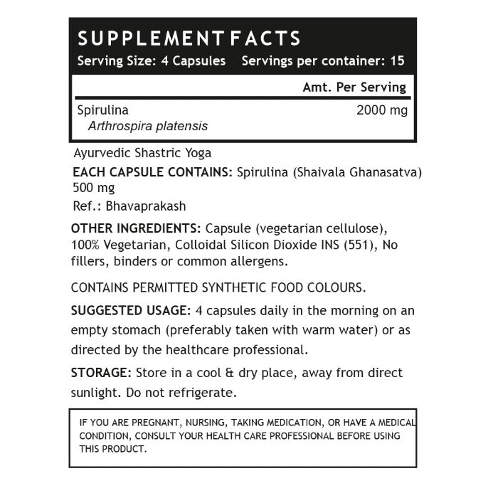 LIFENOW Spirulina, 500mg (60 Veg. Capsules), Health Supplement