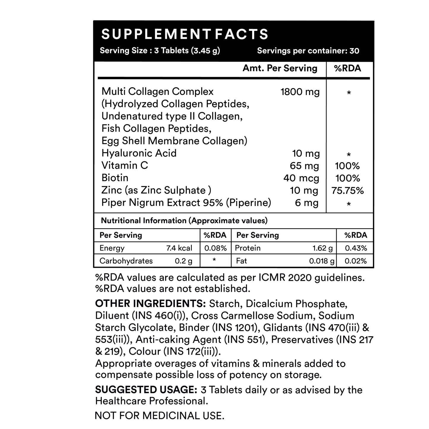 LIFENOW Multi Collagen Complex Supplement - 90 Tablets