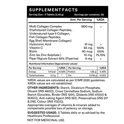 LIFENOW Multi Collagen Complex Supplement - 90 Tablets