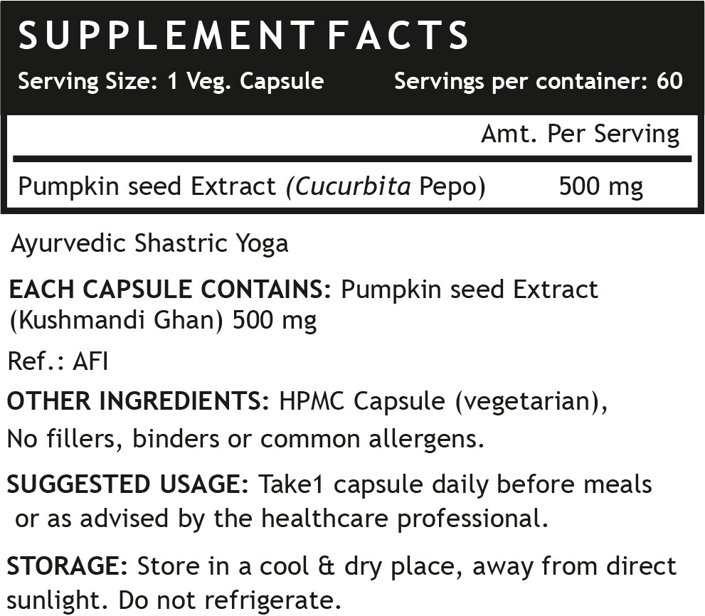 LIFENOW Pumpkin Seed Extract Supplement, 500 mg - 60 Vegetarian Capsules