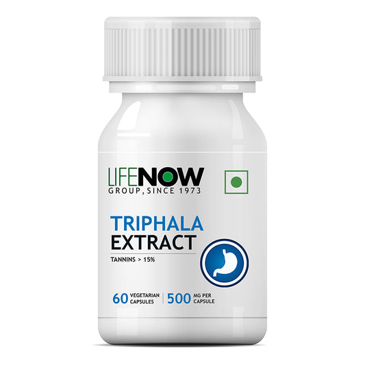 LIFENOW Triphala (Tannins > 15%) Extract, 500mg - 60 Vegetarian Capsules
