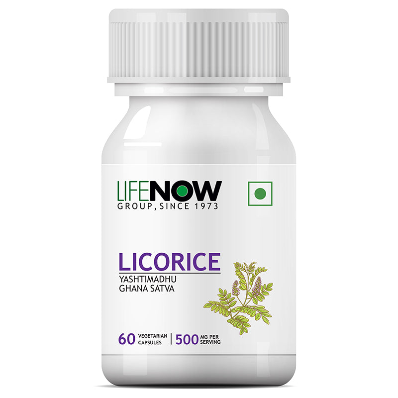 LIFENOW Licorice (Yastimadhu) Glycyrrhiza Glabra - 500 mg (60 Vegetarian Capsules)