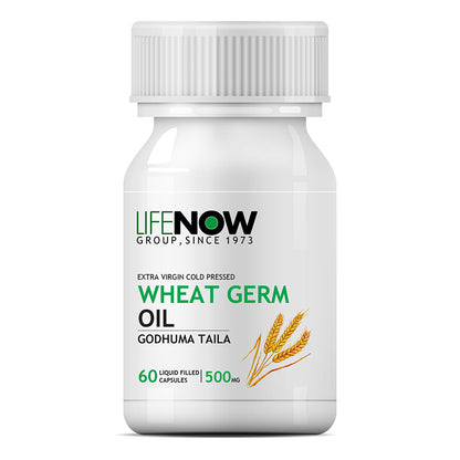 LIFENOW Wheat Germ Oil Supplement, 500mg (60 Capsules), Natural Vitamin E