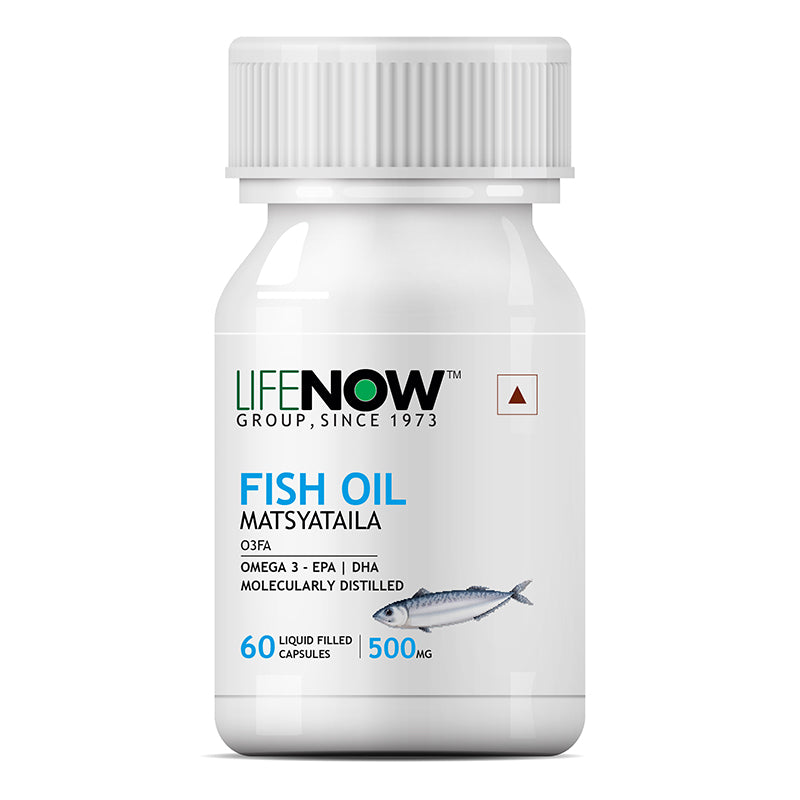 LIFENOW Fish Oil Omega 3 Fatty Acids Supplement, 500mg (60 Capsules)