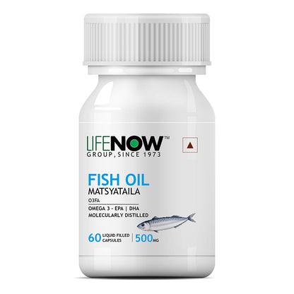 LIFENOW Fish Oil Omega 3 Fatty Acids Supplement, 500mg (60 Capsules)