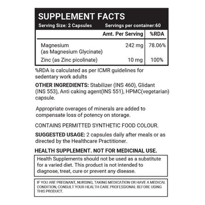 LIFENOW Magnesium Glycinate Supplement - 120 Vegetarian Capsules
